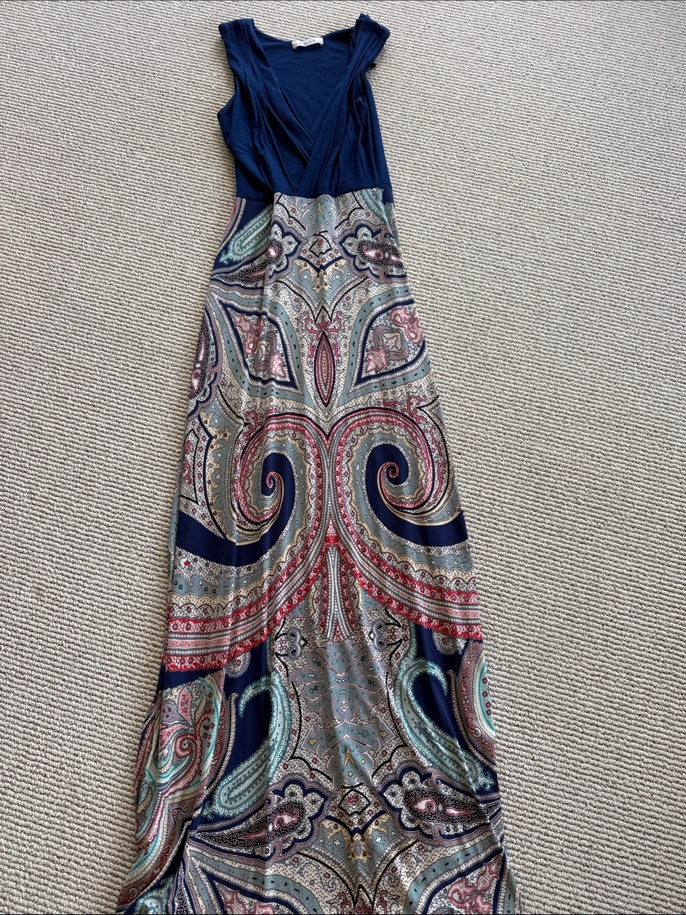 Gilli Navy Sleeveless Maxi with Multicolor Paisley Skirt